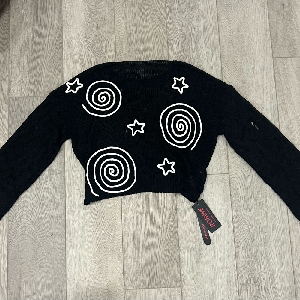 adorable swirl star fairy grunge emo goth long sleeve sweater 𖦹☆